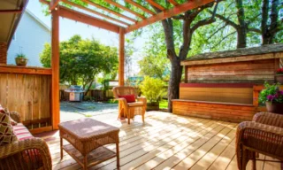 wooden backyard deck